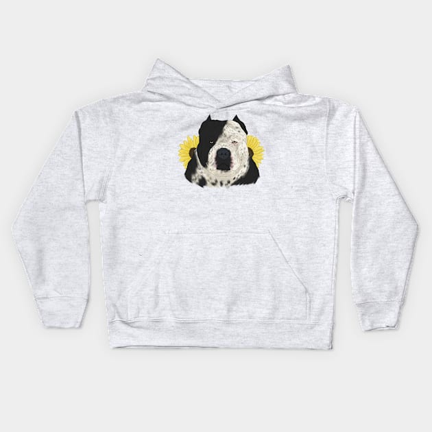 Ticked American Bully with Sunflowers Kids Hoodie by TrapperWeasel